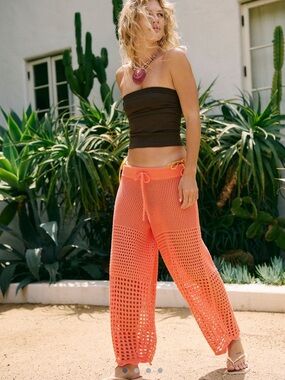 Free People Beach Pants in Coral Orange